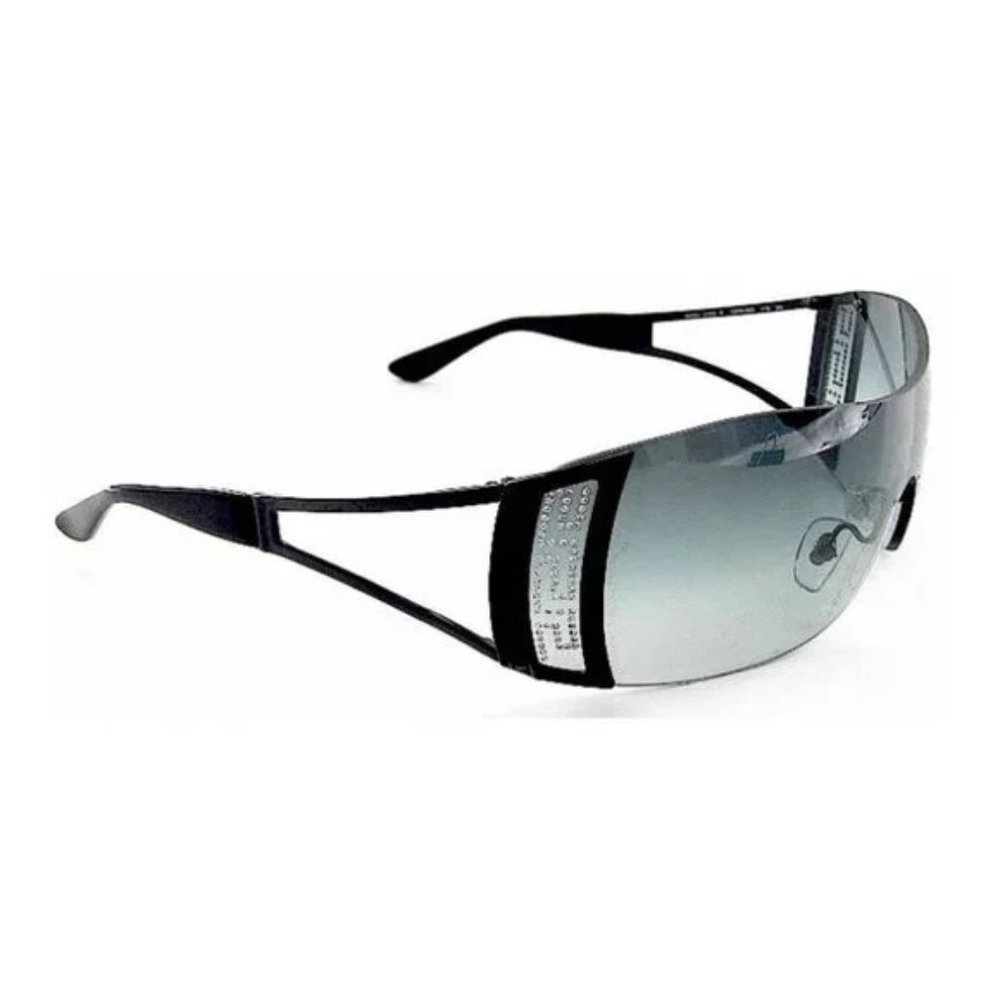 Versace 2058-B Black Rhinestone Cutout Shield Sunglasses
